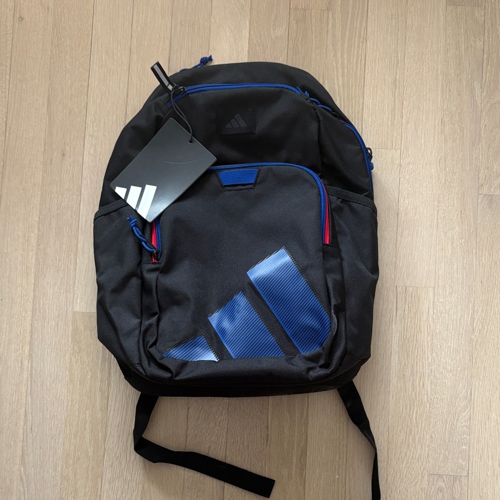 Adidas Backpack in Black with Blue Accents